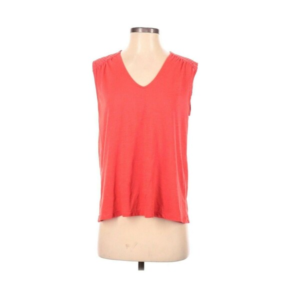 Banana Republic Factory Tank Womens Small Pink Linen Sleeveless V Neck Mesh - Picture 7 of 8